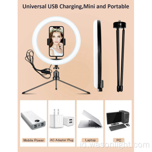 Hot 10 inci Remote Control Remote Selfie Fotographic Ring Light Dengan Tripod Stand untuk Tiktok Makeup dan Live Stream